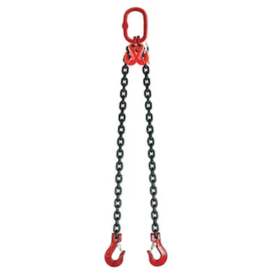 2-leg lifting chain sling with latch hooks and shortening hooks