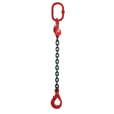 Single-leg chain sling with self-locking hook and shortening hook Single-leg chain sling with self-locking hook and shortening hook